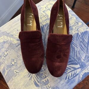 Women's Burgundy Velvet Loafers